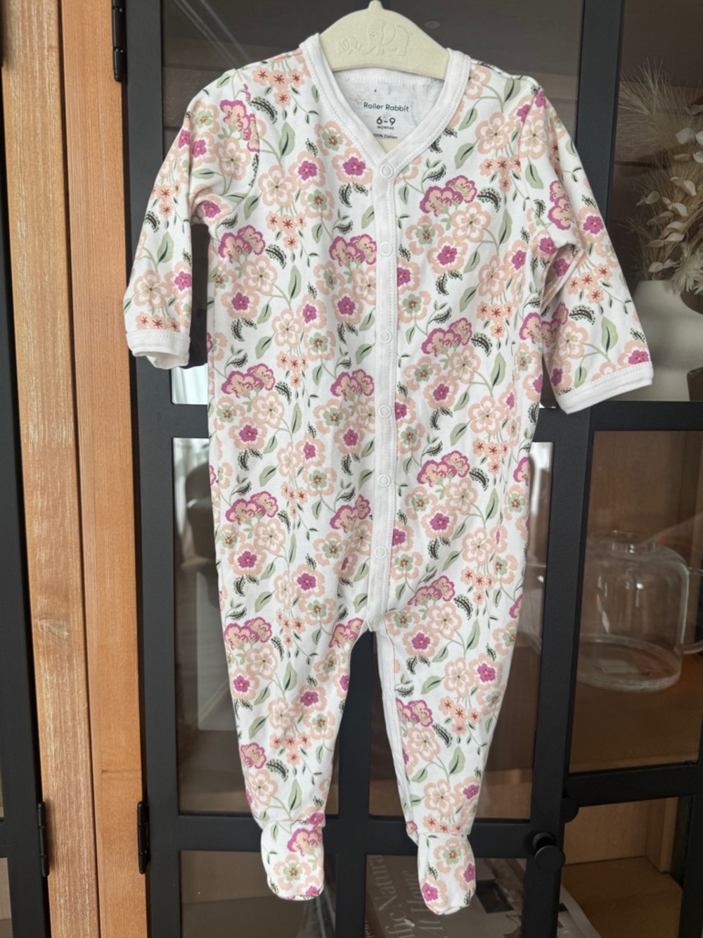 Roller Rabbit footies floral baby girl snaps cotton sleeper onesie pastel